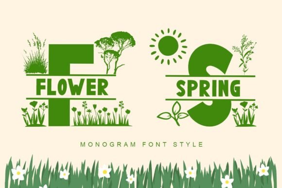 Flower Spring Monogram: A Vibrant Display Font for Creative Projects